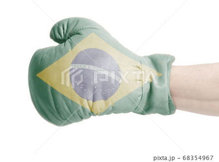 National flag of Brazil on boxing glove National flag of Brazil on boxing glove 68354967
