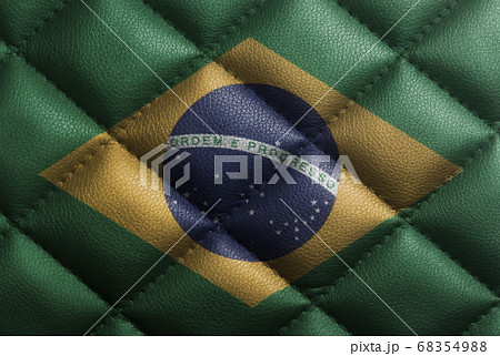 National flag of Brazil on leather texture 68354988