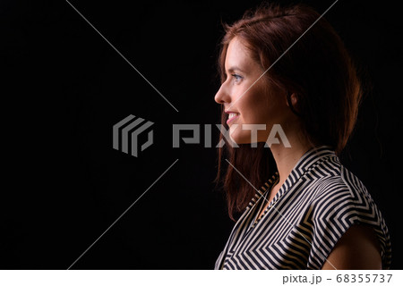 Portrait of happy young beautiful businesswoman with brown hair Portrait of happy young beautiful businesswoman with brown hair 68355737