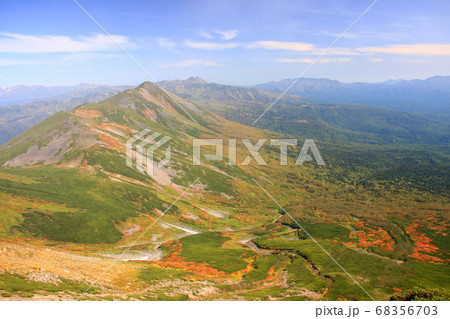 美瑛岳から見る秋の十勝岳連峰と背後の表大雪 美瑛岳から見る秋の十勝岳連峰と背後の表大雪 68356703