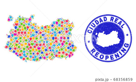 Reopening Ciudad Real Province Map Collage and Distress Seal Reopening Ciudad Real Province Map Collage and Distress Seal 68356859