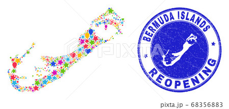 Reopening Bermuda Islands Map Collage and Grunge Stamp Reopening Bermuda Islands Map Collage and Grunge Stamp 68356883