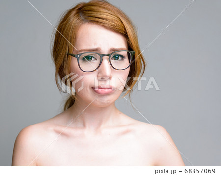 Portrait of young beautiful Asian woman shirtless 68357069