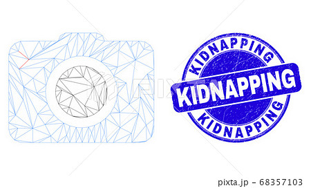 Blue Distress Kidnapping Stamp and Web Mesh Photo Camera Blue Distress Kidnapping Stamp and Web Mesh Photo Camera 68357103