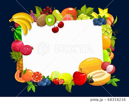 Frame with tropical fruits vector cartoon border 68358236