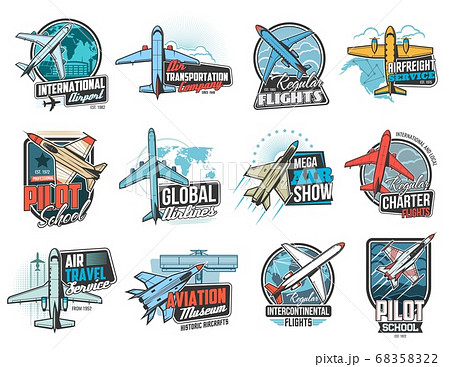 Aviation, air flight icons, airplane pilot school Aviation, air flight icons, airplane pilot school 68358322