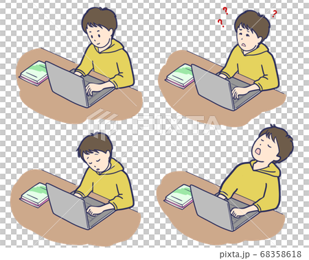 學習與計算機的學生男孩 學習與計算機的學生男孩 68358618