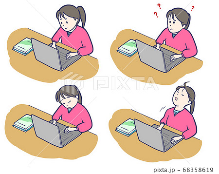 パソコンで学習する学生女子 パソコンで学習する学生女子 68358619