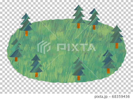 ベクター　針葉樹のある緑の広場のイラスト 68359436