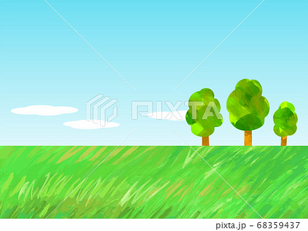 ベクター 広葉樹のある風景のイラストのイラスト素材