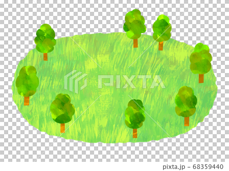 ベクター　広葉樹のある緑の広場のイラスト 68359440