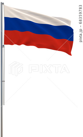 Russian flag waving in the wind, white background 68359783