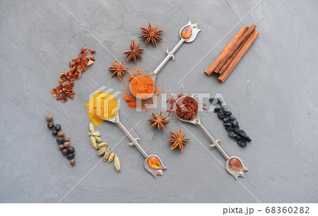 mix bright spices in vintage silver spoons mix bright spices in vintage silver spoons 68360282
