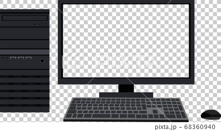 插圖素材pc桌面顯示器透明鍵盤鼠標購物矢量 插圖素材 圖庫