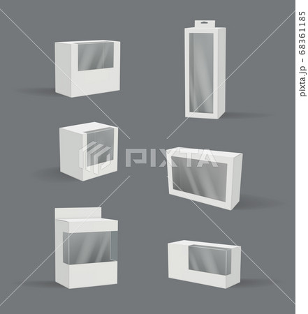 Realistic gift box. Transparent plastic packages modern product container vector 3d illustration empty mockup 68361185