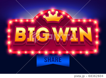Retro sign with lamp Big Win banner. Vector illustration design with poker, playing cards, slots and roulette. 68362604