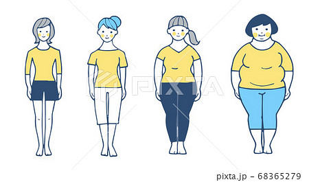 様々な体型の4人の女性のイラスト素材