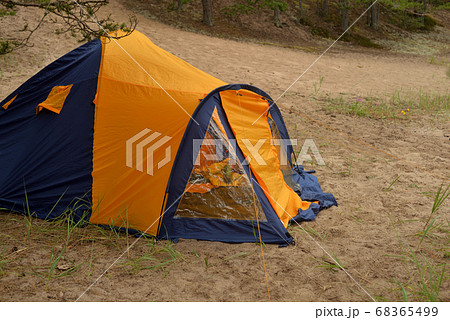 Camping tents on sand. 68365499