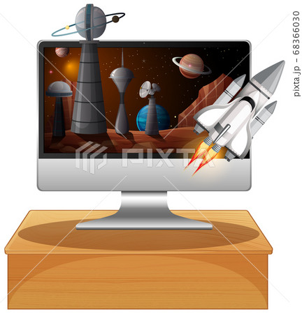 Galaxy background on computer screen 68366030