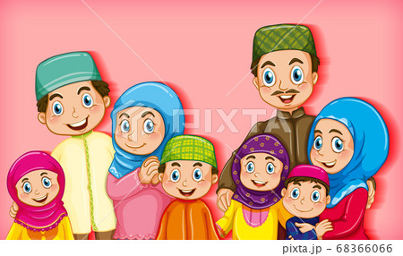 Muslim family member on cartoon character colour 68366066