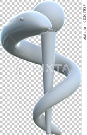 白いアスクレピオスの杖切り抜き背景透明 3DCGイラストデザイン 白いアスクレピオスの杖切り抜き背景透明 3DCGイラストデザイン 68367957