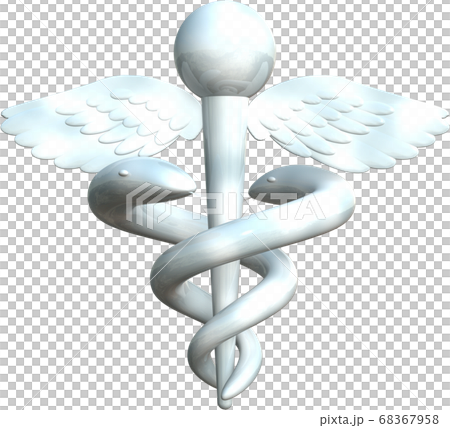 Marble caduceus cane clipping background transparent 3DCG illustration design 68367958