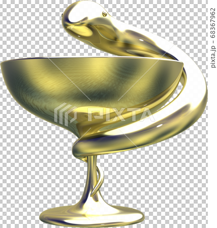金のヒュギエイアの杯切り抜き背景透明 3dcgイラストデザインのイラスト素材