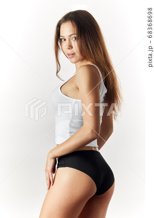 sexy pretty girl with long brown hair looking back sexy pretty girl with long brown hair looking back 68368698
