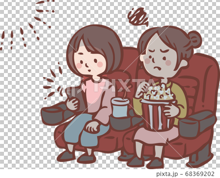 Woman looking at smartphone during movie screening Woman looking at smartphone during movie screening 68369202