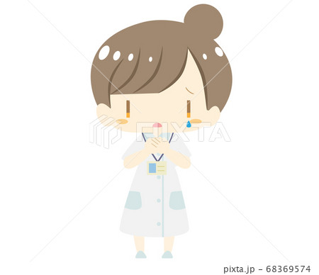 かわいい看護師さんが泣くイラスト 全身バージョンのイラスト素材