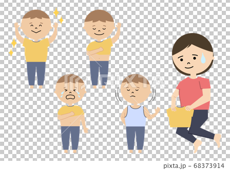 Illustration set of a boy changing clothes 68373914