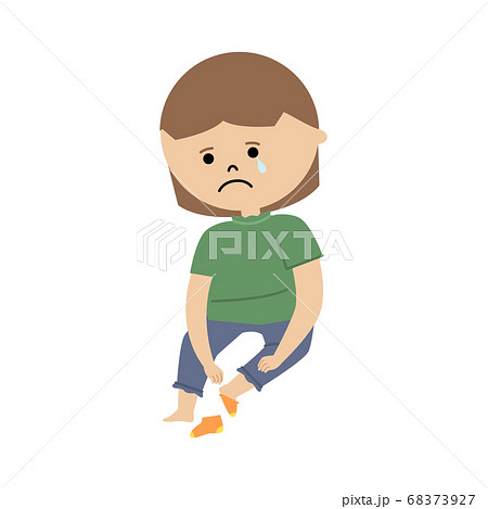 靴下が上手に履けずに泣く女の子のイラスト 靴下が上手に履けずに泣く女の子のイラスト 68373927