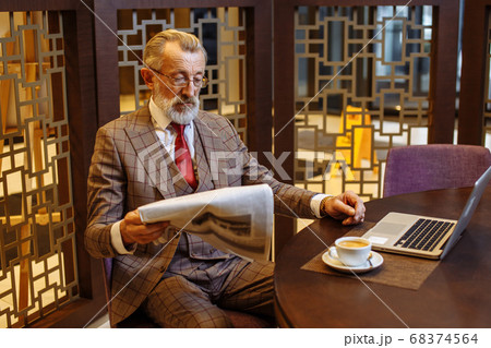 Old Businessman Home Office Concept Old Businessman Home Office Concept 68374564
