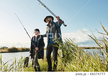 First fishing trip of father and son 68374777