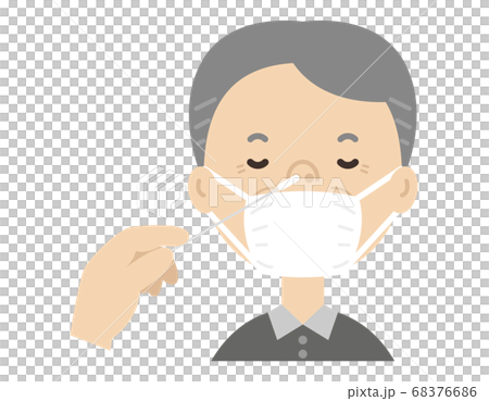 PCR検査をするおじいちゃん　抗体検査 68376686