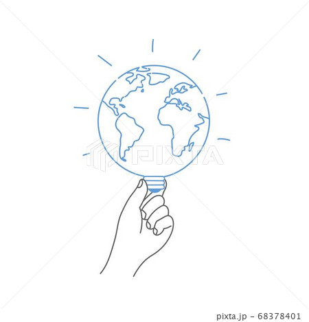 Hand holds a globe in the shape of a light bulb. 68378401