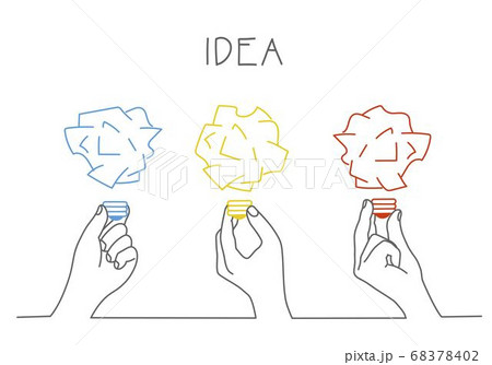 Idea concept with colored crumpled paper. Idea concept with colored crumpled paper. 68378402