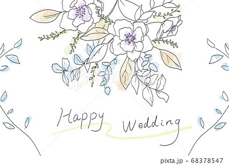 シンプルなお花のウェルカムボードのイラスト素材