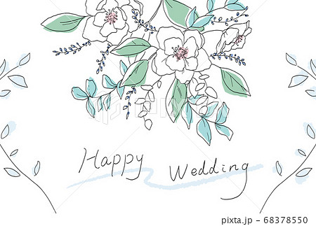 シンプルなお花のウェルカムボードのイラスト素材