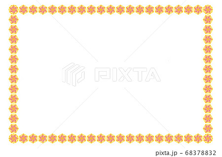 フレーム 和柄 和風 和素材 麻の葉模様 赤金のイラスト素材 67