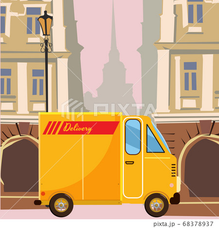 Cartoon delivery truck. Delivery service concept. Vector Illustration. 68378937