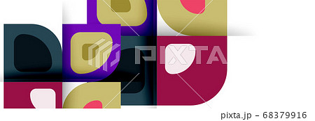 Set of vector modern geometric abstract backgrounds with repeating abstract round shapes patterns and shadow effects 68379916