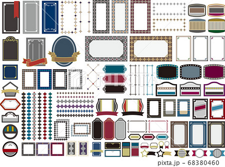 使えるレトロポップフレーム枠セットダーク系のイラスト素材