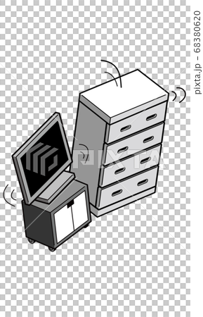 Furniture that is likely to fall due to the shaking of the earthquake 68380620