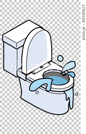 水が溢れている洋式トイレ 68380623
