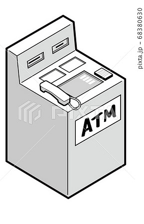 銀行やコンビニにあるatm機のイラスト素材