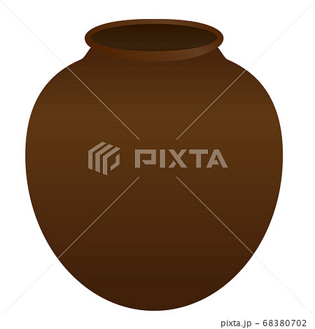 開封済みの茶色い壺のイラスト素材