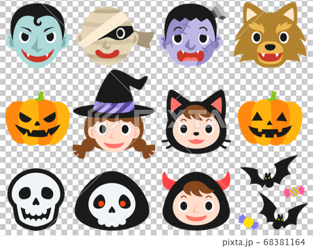 ハロウィンモンスターの顔アイコンセット 68381164