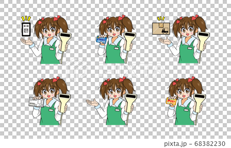 Japanese Girl Working Part Time At A Convenienceのイラスト素材 6230