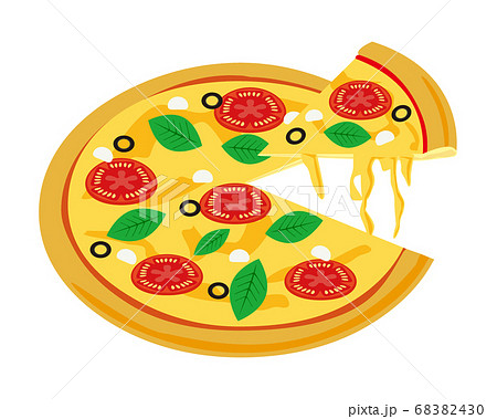 トマトとバジルのピザのベクターイラスト チーズのイラスト素材 6430